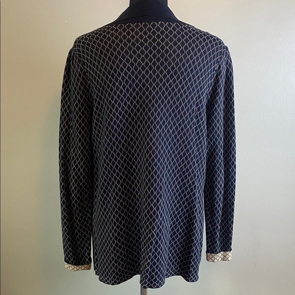 Lane Bryant Black & Beige Cardigan Sweater Diamond Pattern 100% Cotton Sz 14/16 - Picture 5 of 9